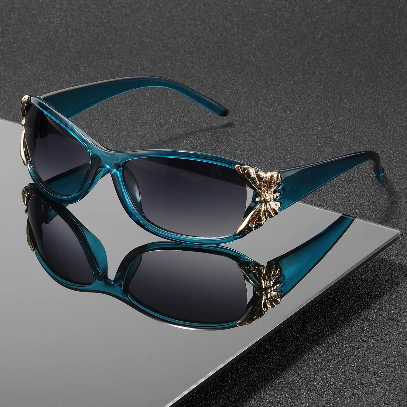 قطعة واحدة من الديكور على شكل فراشة، للجنسين، نظارات شمسية عتيقة ملفوفة للحفلات أنيقة وملابس يجب اقتناؤها