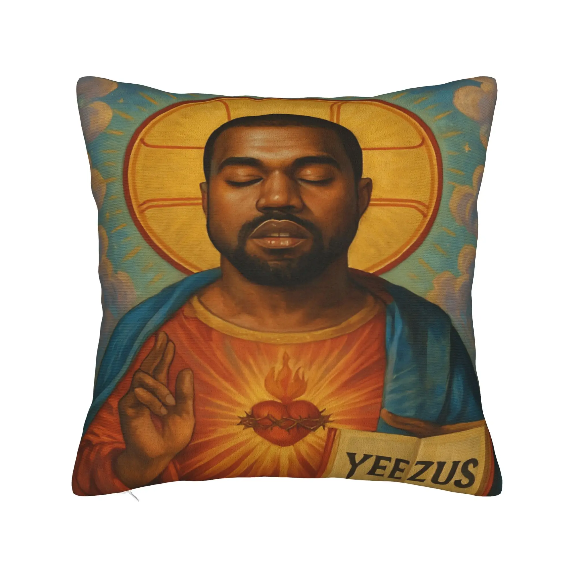 Funny Kanye West Meme Pillow Case Satirical Religious Parody Art Graphic Pillow Cover Vintage Pillowcases For Sofa Home Decor