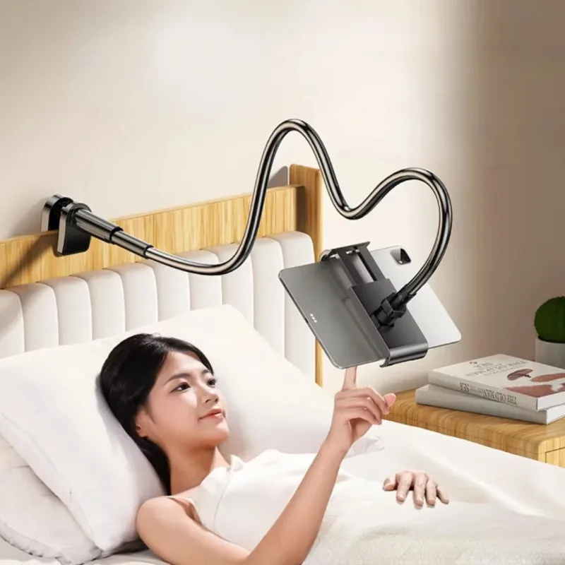 Gooseneck Tablet Holder 360° Rotating Lazy Bed Stand Monolithic Aviation Alloy Clamp for 4.7-13