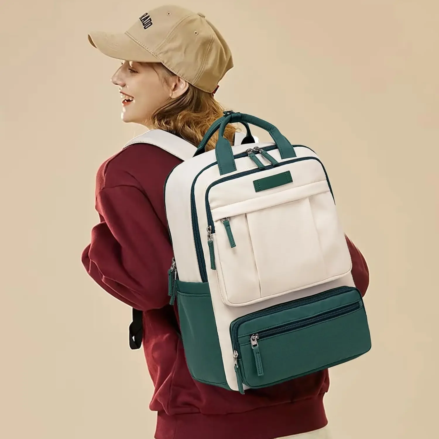 Image 3: Bluboon Sac à dos pour ordinateur portable pour femme résistant à l'eau Sac à dos de travail Voyage d'affaires Bookbag Mode Collège Cartable Convient