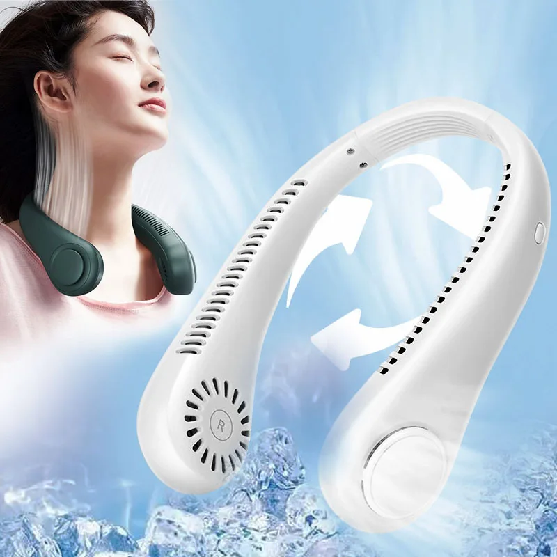 

Hanging Neck Fan Hands Free Bladeless Fan 1200 mAh Battery Operated Wearable Personal Fan USB Powered Rechargeable Outdoor Fan