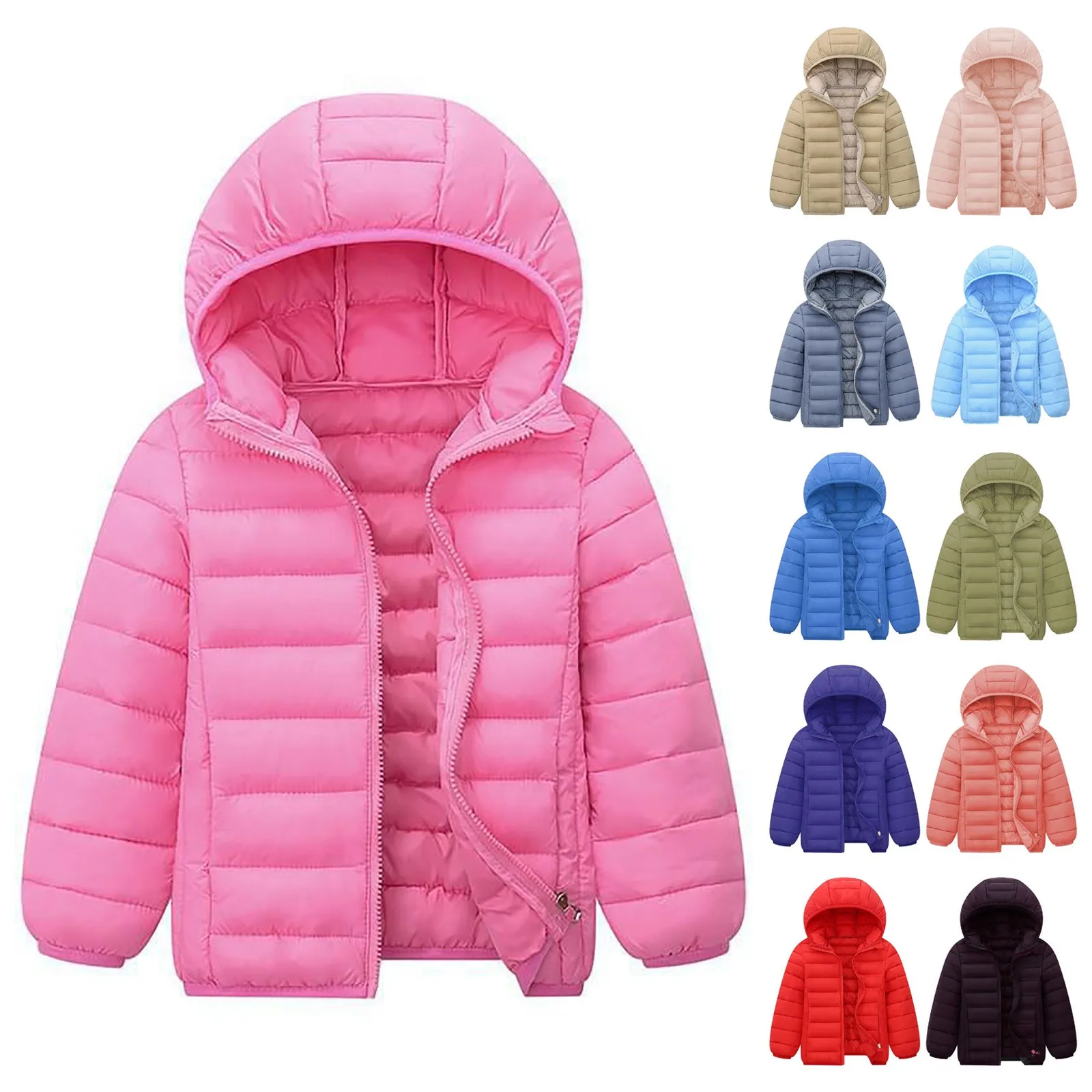 

Lightweight Jackets Hooded Girls Boys Children Clothing Kids Hooded Outerwear Boys Solid Color Warm Snowsuit Coats Down Parkas