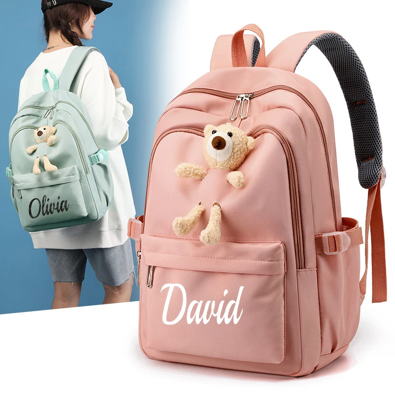 

Customized student backpack for girls' college, simple and large capacity backpack versatile for middle and high school students