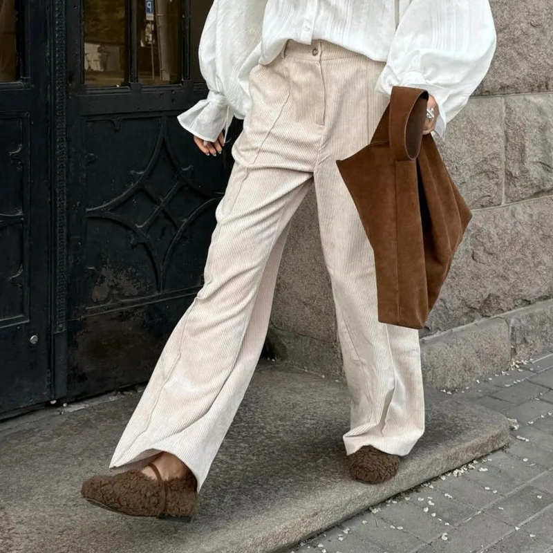 HKSH خريف شتاء جديد المرأة سروال قصير مستقيم السراويل بلون جيوب تنوعا أنيقة الأمريكية الرجعية الاتجاه غير رسمي HK14925 #5