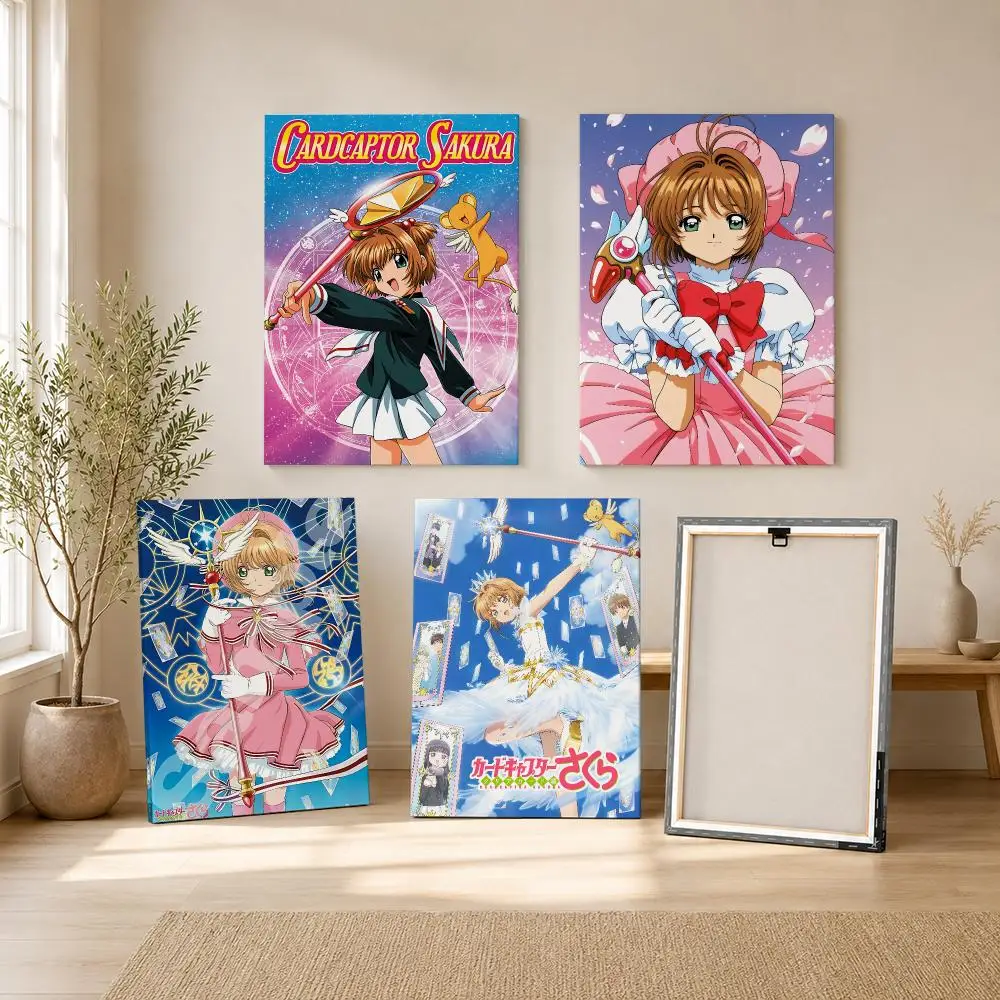 Magical Girl Anime C-Cardcaptor Sakura Framed Wall Painting Framed Canvas Wall Art Print | Modern Poster | Home Hallway Decor