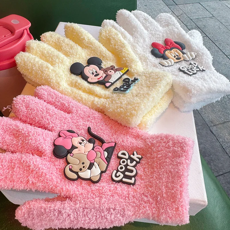 

Mickey Minnie Mouse New Winter Warm Woman's Gloves Disney Cartoon Stretch Knit Mittens Girl Boy Mens Glove Kawaii Birthday Gifts
