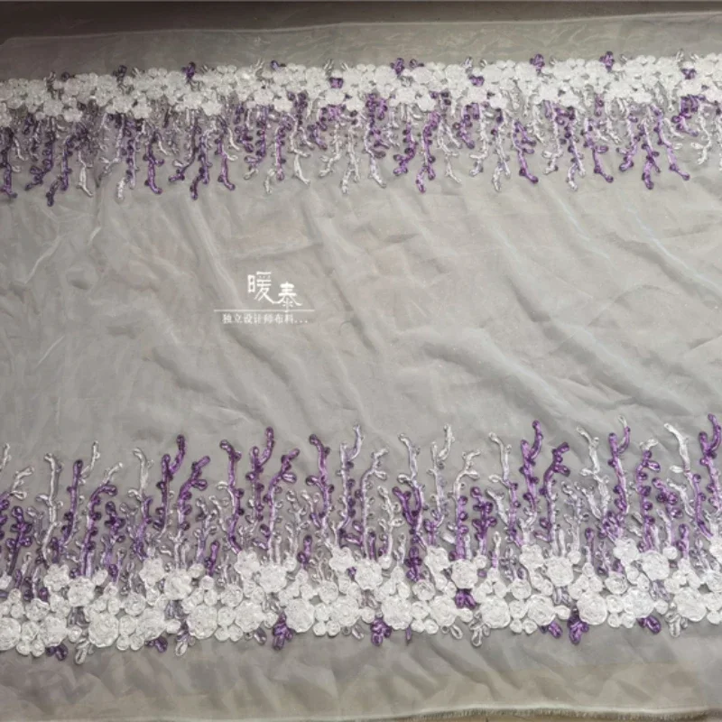 Organza Embroidered Fabric for Diy Sewing Lace Dress Cheongsam Creative Art Decoration Fashion Cloth Wholesale By Meters