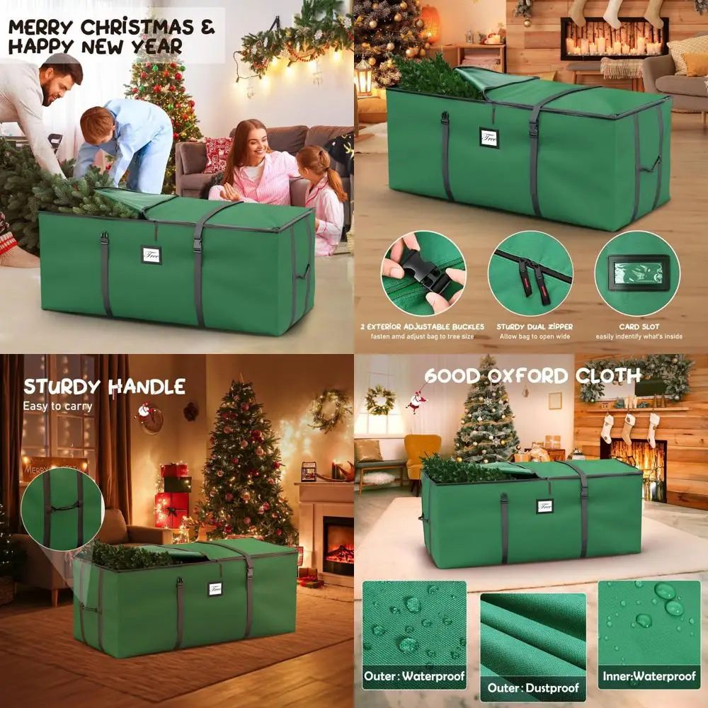 

Прочная 9-футовая сумка для хранения рождественской елки, сверхпрочная ткань Оксфорд 600D, зеленая