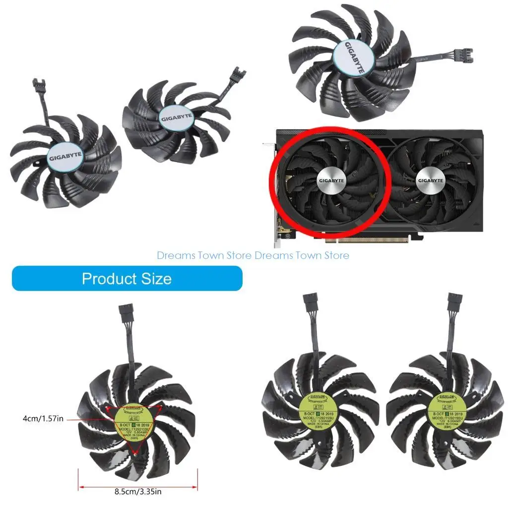 

HX6A T129215SU 12V 0,5A ГААССА Охлаждение VGA Coolers Fan 4PIN для 4060TI 8 ГБ Windforce OC