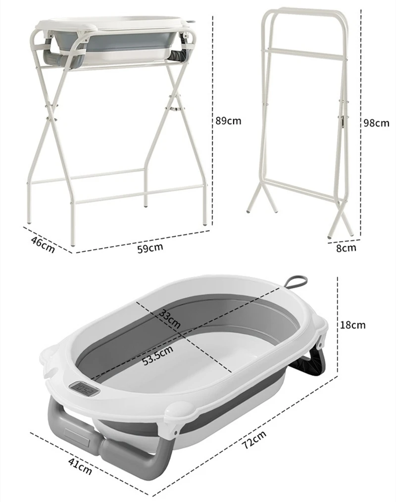 

Складная детская ванночка Складная стиральная ванна 2 в 1, душ с термометром, портативная складная ванна для использования в помещении и на открытом воздухе