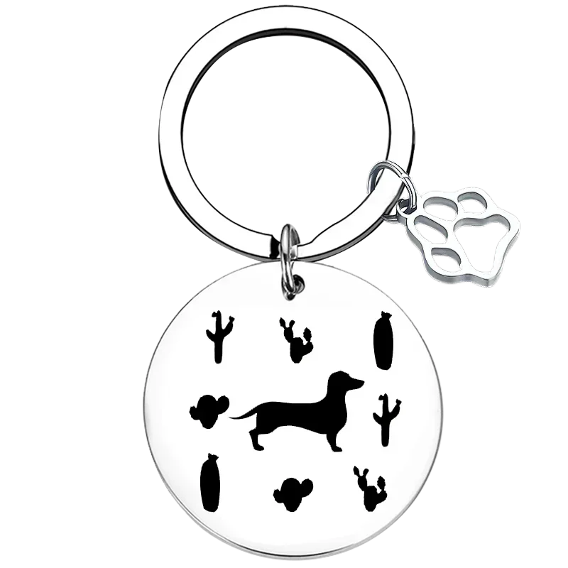 Desert plants cactus Dachshund Dog cactus Keychain Dachshund Lovers Key Rings Weiner Dog Gifts