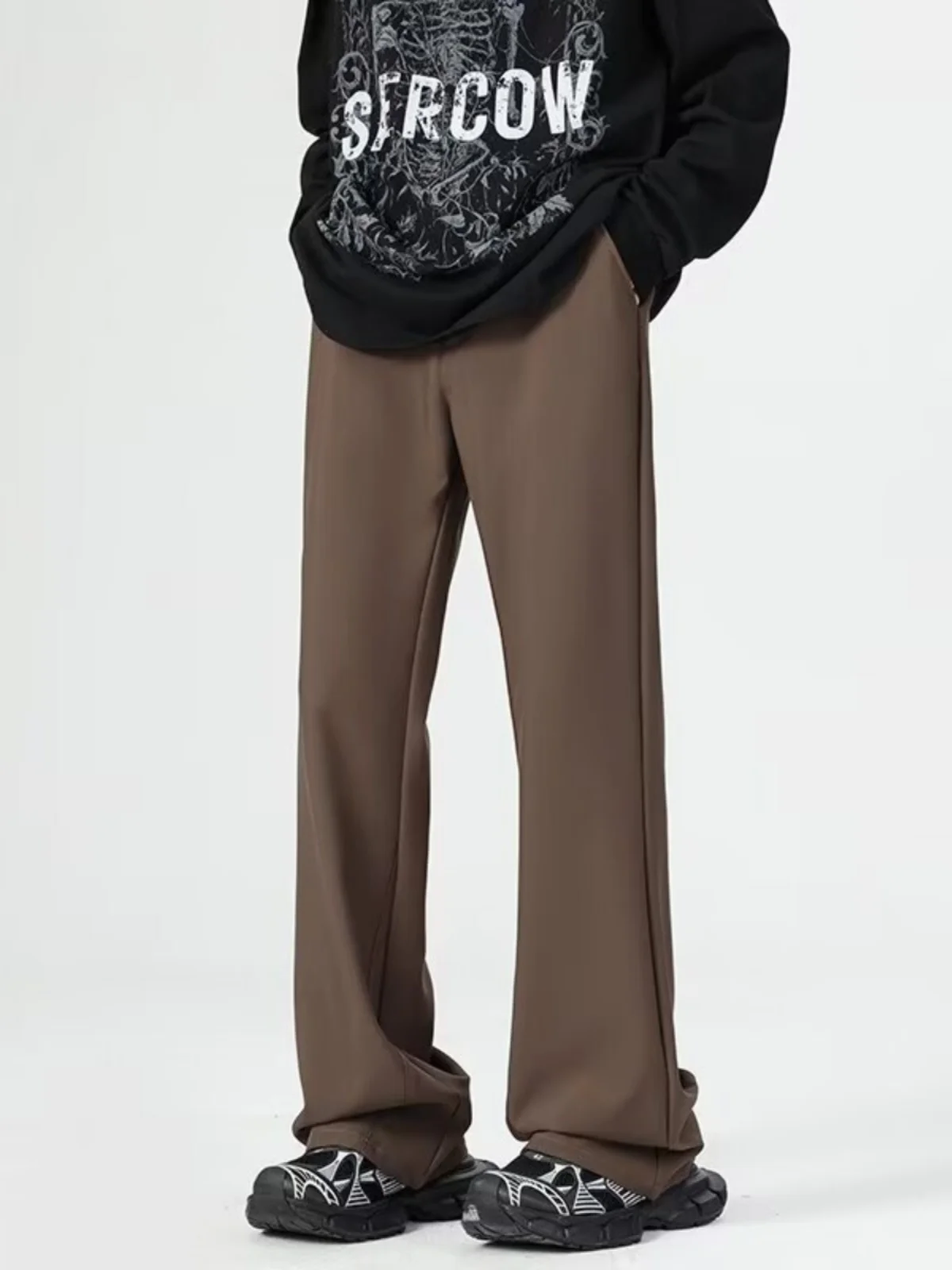 

Men's Loose Casual Flared Pants American Retro Sle Dapper Straight Leg Trousers Youthful Trendy Long Pants Autumn Wear