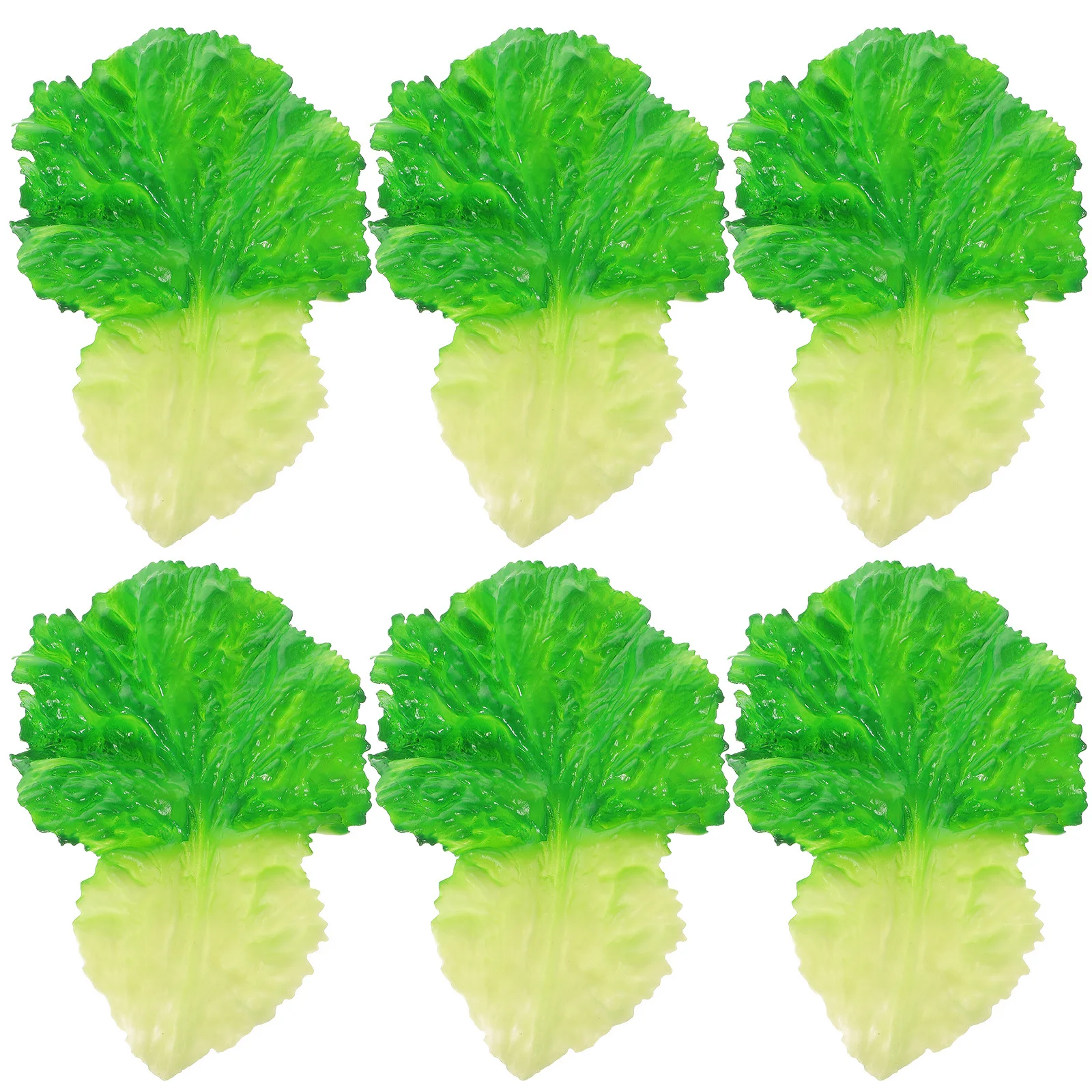 

6Pcs Simulation Green Lettuce Leaves Artificial PVC Fake Vegetable Models Decoration Props for Photography Party Banquet Kitchen