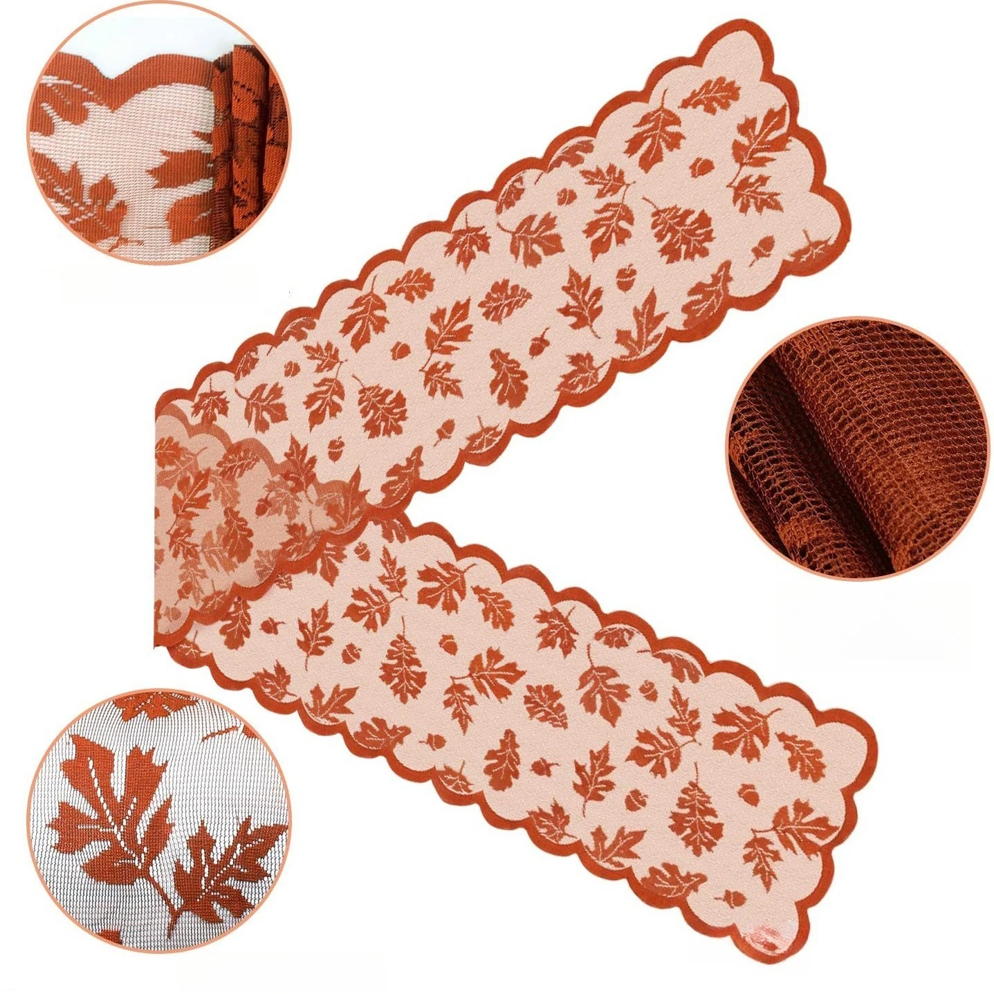 Maples Leaves Table Runner Fall Table Decor Autumn Harvest Orange Lace Runner Brow Long Thanksgiving for Home Fall Table Dinner