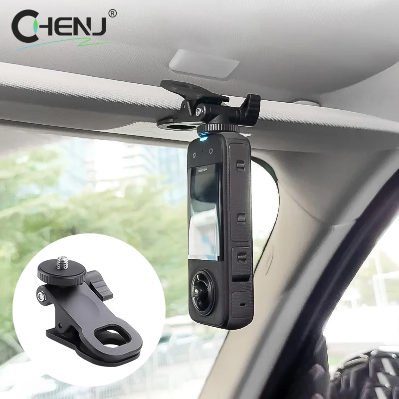 1PCS Car Sun Visor Camera Mount With Phone Clip For Cell Phone For Hero 12 11 10 9 8 For X3 One X2 Accessories