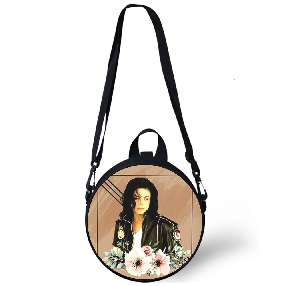 Michael Jackson dziecko przedszkole torba 3D drukuj torby na ramię typu crossbody dla kobiet szkolnych Mini okrągłe plecaki torba Rugtas