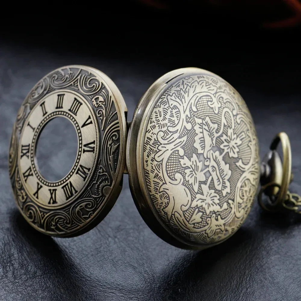 로마 숫자 새겨진 주머니 시계 맞춤형 휴대용 액세서리 남여 주머니 시계 선물 청동 석영 주머니 시계