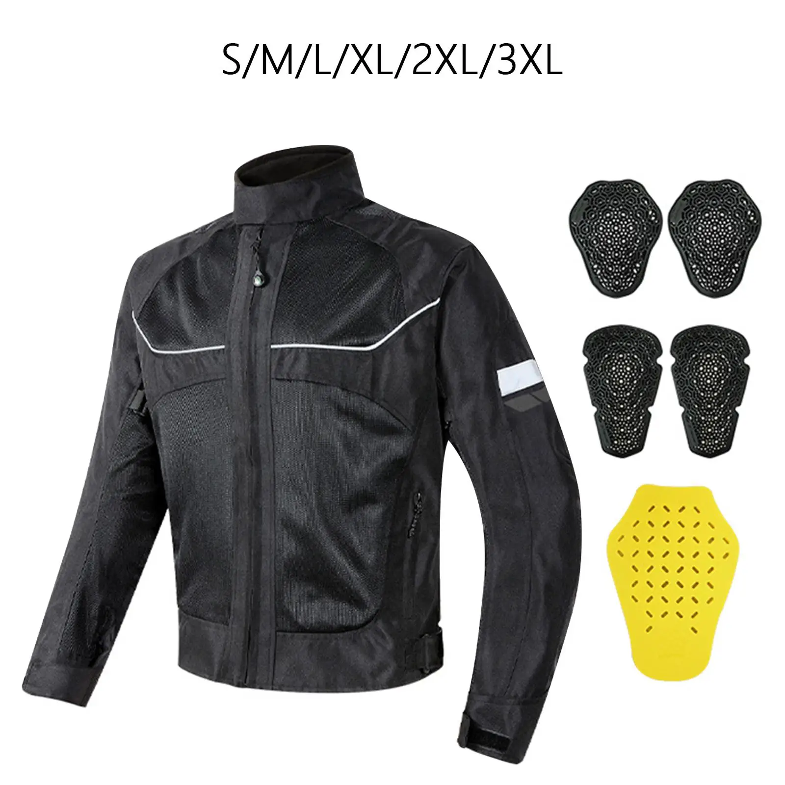 Motorcycle Jacket Breathable Adjustable Reflective Protective Gear Coat for