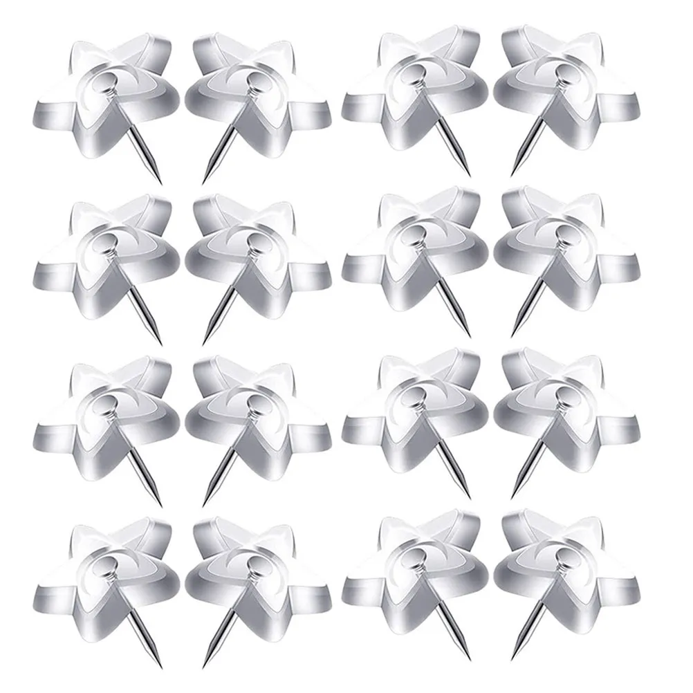 

50Pcs Star Shape Thumb Tacks Clear Push Pins for Cork Board Wall Hanging Decorative Bulletin Board Pins for Home Office