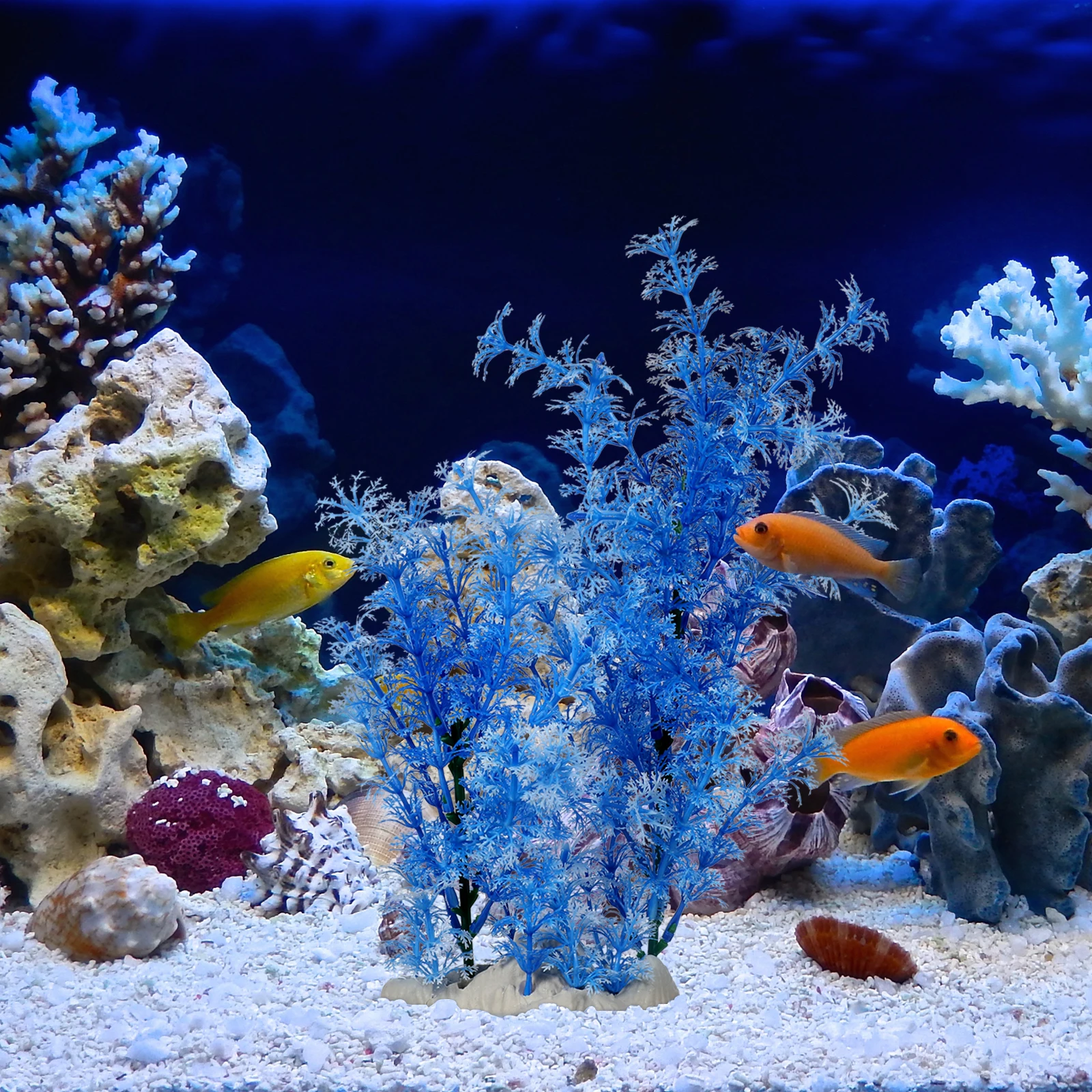 

Blue Aquatic Decoration Plant Ornament Aquarium Artificial Plants Tall Coconut Tree Fish Tank Decorations Simulation Water