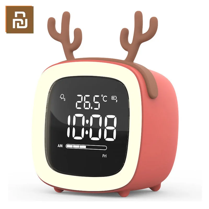Youpin Cut Digital Alarm Clock Cartoon Night Light Bedside Desk Alarm Clock Rechargeable Battery Christmas Gift For Kids Child