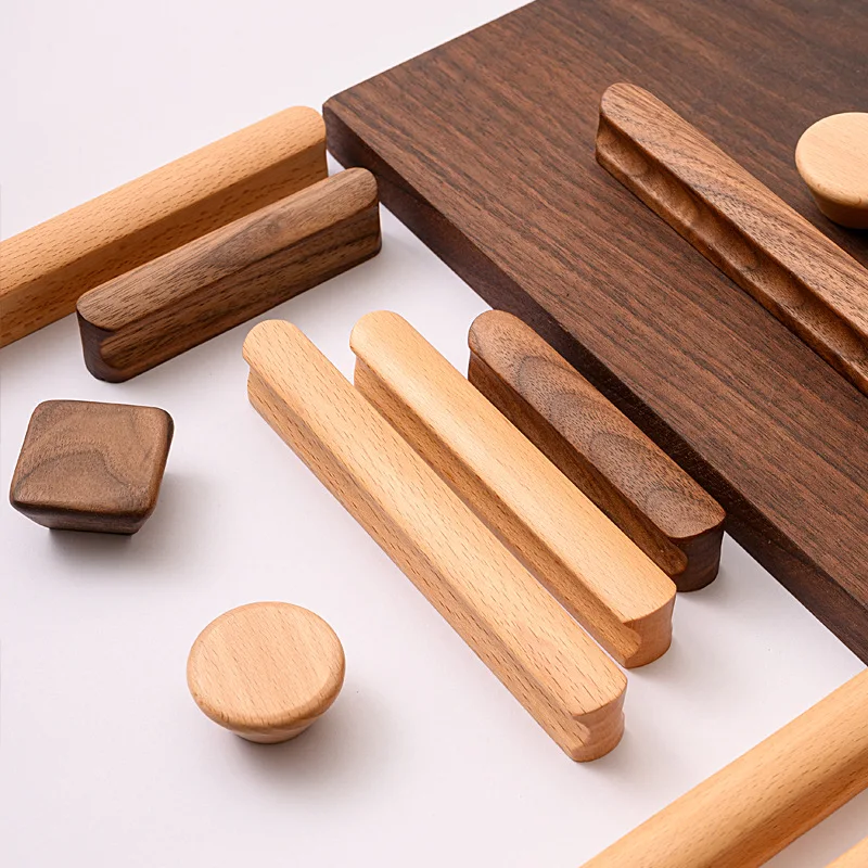 Cabinet Door Wooden Handle Cabinet Wardrobe Door Handle Bow Shaped Handle Beech Black Walnut Drawer Wooden