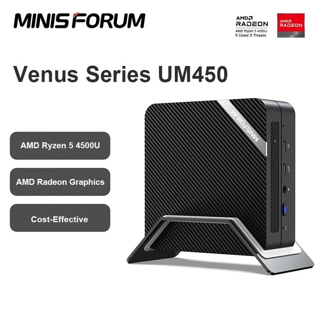 MINISFORUM UM450 Mini PC AMD Ryzen 5 4500U Mini PC Windows 11 Pro DDR4 16GB  512GB SSD WIFI6 USB-C Office Desktop Gaming Computer