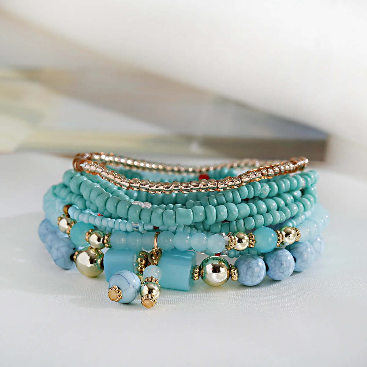 Huszita Vörös biliárdgolyó Bűvölet gyöngyök multilayer bracelet & bangles számára Nők handmade turquoises gyöngyök Karcsat Nő boho ékszer