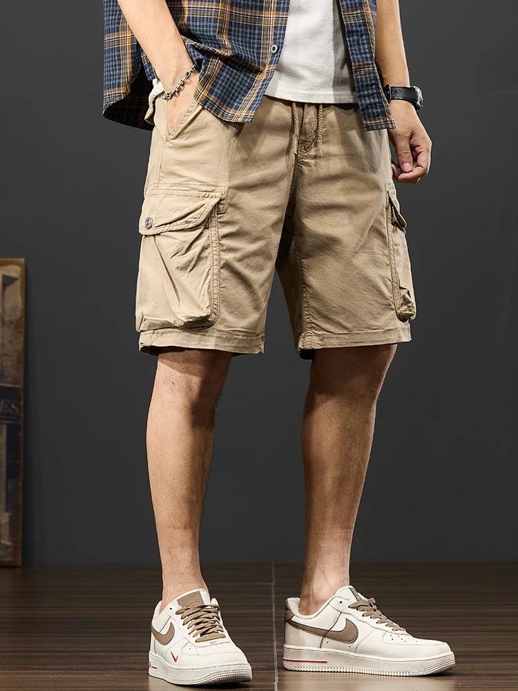 ملابس عمل قطنية فضفاضة مناسبة للرجال غير رسمية بطول خمسة أرباع ملابس خارجية صيفية كلاسيكية أمريكية ملابس شبابية للطاقة Sle