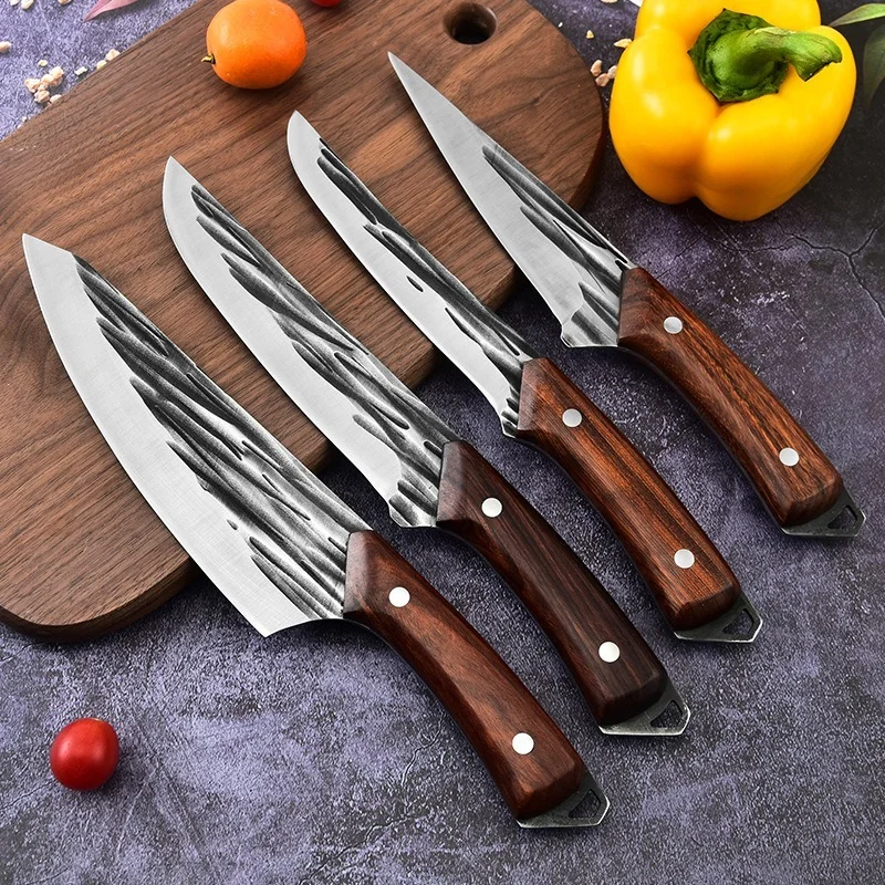 

Forged Meat Cleaver Butcher Knife Set 5CR15 Stainless Steel Meat Fish Fruit Vegetables Slice Boning Hunting Kitchen Chef Knives