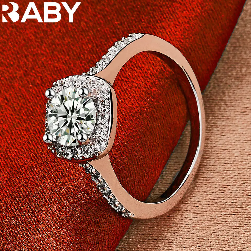 

URBABY 925 Sterling Silver Zircon Square Wedding Ring For Women Fashion Jewelry Classic Romantic Engagement Accessories