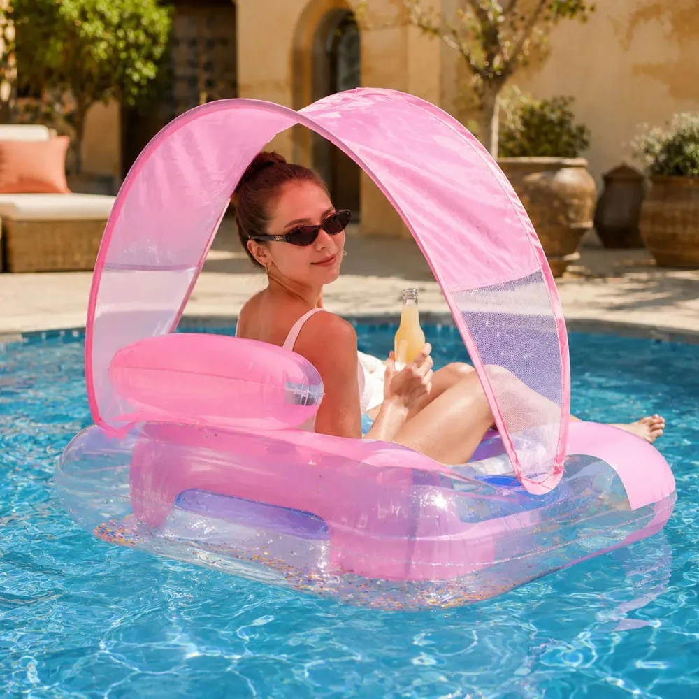 Clear Inflatable Pool Float Chair Mesh Lounge Bed for Adults Swimming Pool Tanning Float Raft Party Water Relaxing Seat view 5