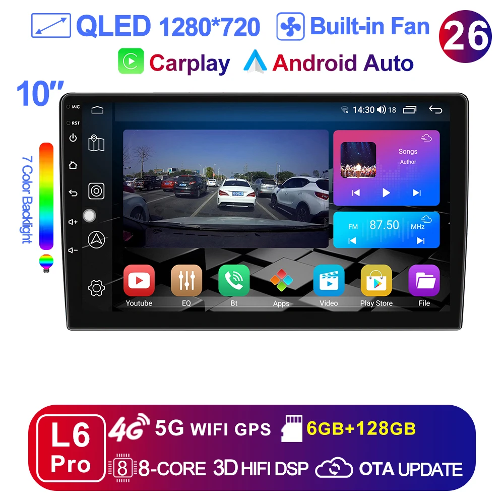 LEHX 7 9 10 inch Universele 2Din Draadloze CarPlay Android Auto Autoradio 4G WiFi GPS Multimedia Bluetooth DSP QLED Stereo Autoradio
