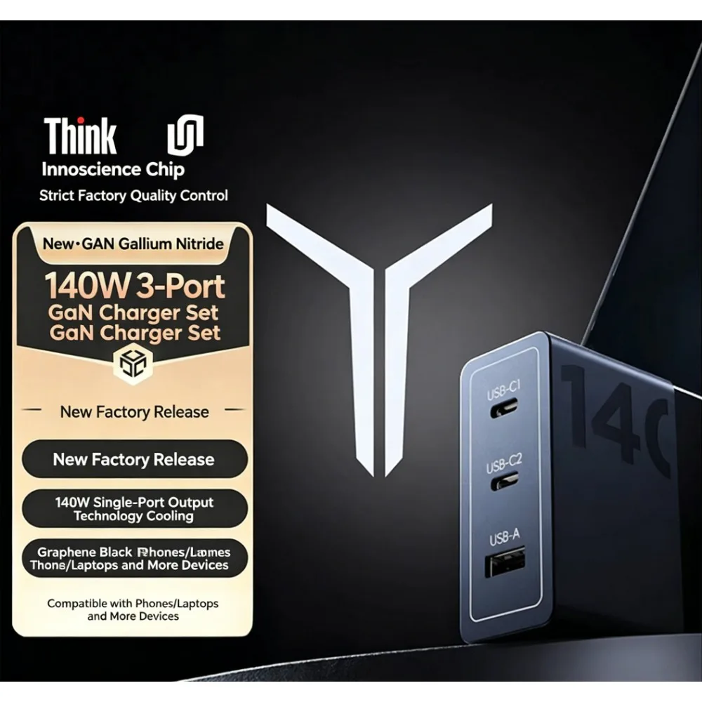 Lenovo ThinkPlus Legion 140W GaN Charger PD3.1 Type-C Fast Charger for Laptop Phone