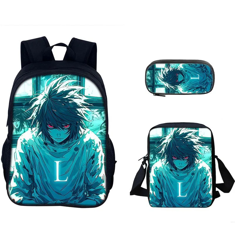 Death Note Anime Printed Backpack Death Note 3-Piece Set Backpack Shoulder Bag Pencil Bag Best Gift for Boys and Girls School