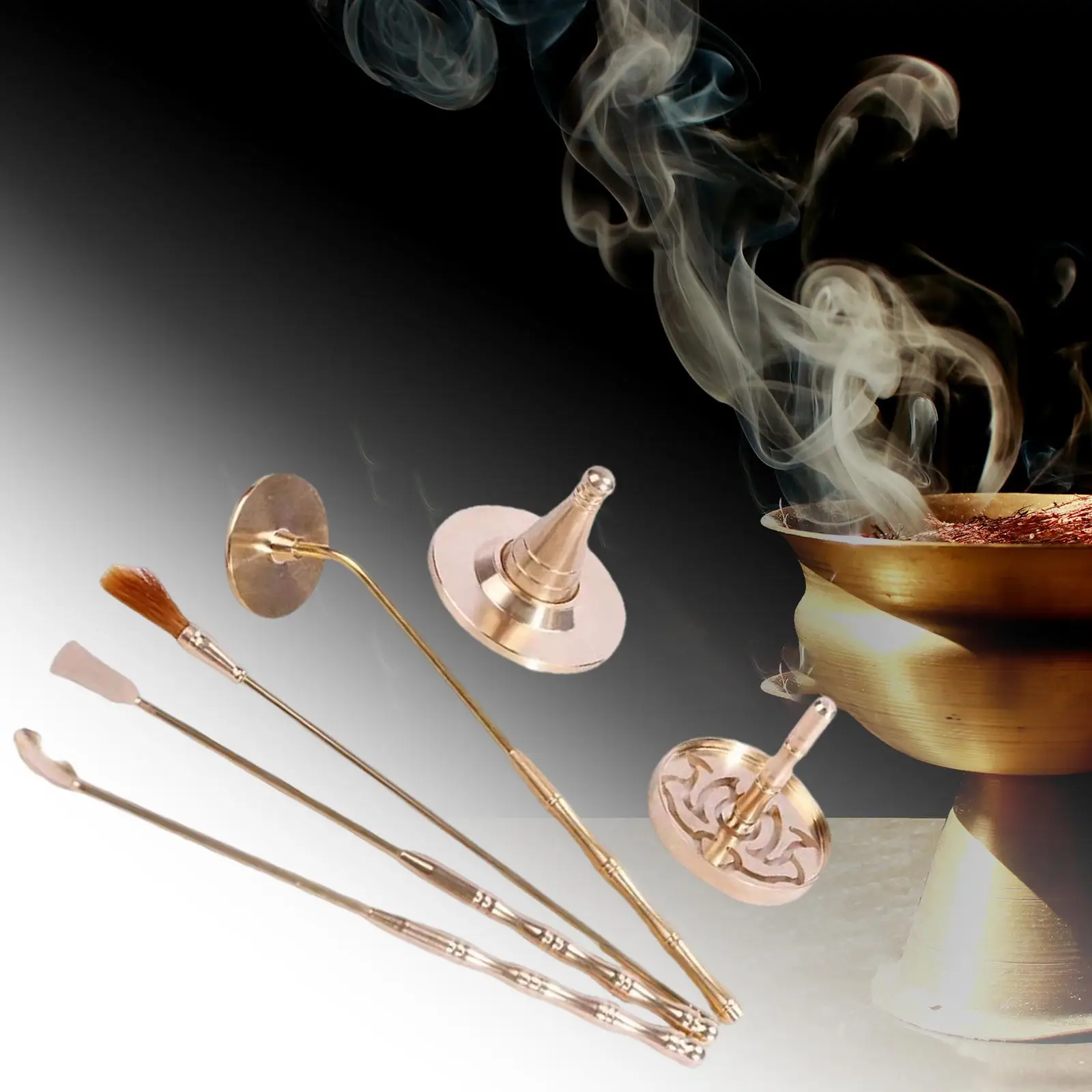 Natural Incense Burner Making Supplies Durable Copper Spoon Press Shovel Incense Stick Holder for Spiritual Cleaning and Yoga