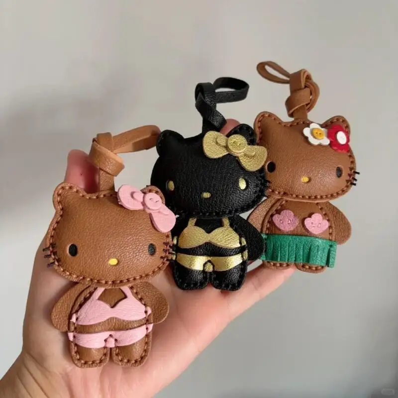 

Hello Kitty Bag Charm Cartoon Sweet High-End Backpack Keychain Mobile Phone Leather Hanging Chain Birthday Gift