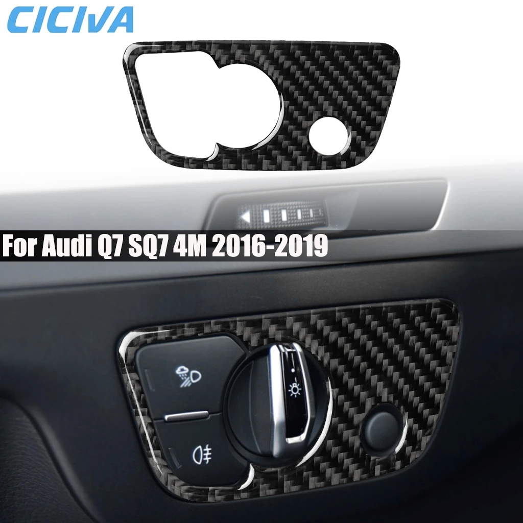 

Carbon Fiber Car Accessories Headlight Switch Panel Decorative Interior Cover Modified Trim Sticker For Audi Q7 SQ7 4M 2016-2019