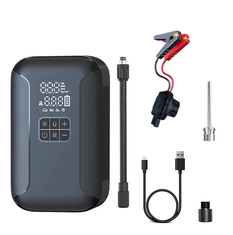 

2024 New Design 120W Portable Jump Starter 2in1 with air Pump Inflator Buit-in air Pump Car 8000mAh Battery