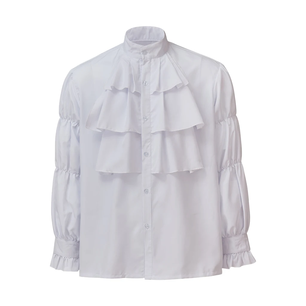 Seinfeld Puffy Shirt Cosplay Costume Man's White Shirts Jerry Seinfeld Halloween Top Daily Shirts