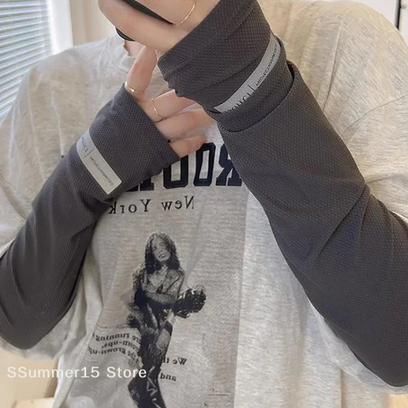 【R】1Pair Sweat Absorbent UV Protection Ice Sleeves For Men Women Sun Protection Arm Sleeves Outdoor Cycling Driving Arm Sleeves