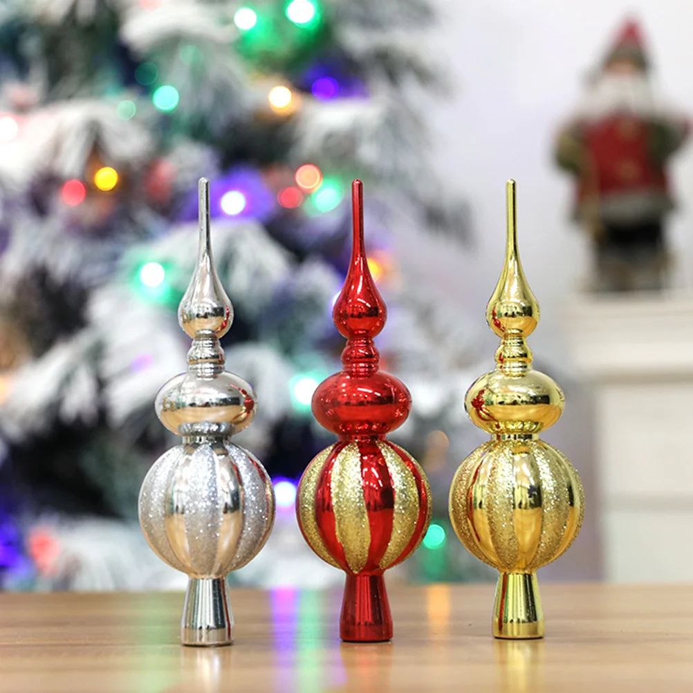 

3Pcs Christmas Tree Toppers Xmas Finials Ornaments Vintage Lightweight Xmas Tree Decor Christmas Holiday Decorations