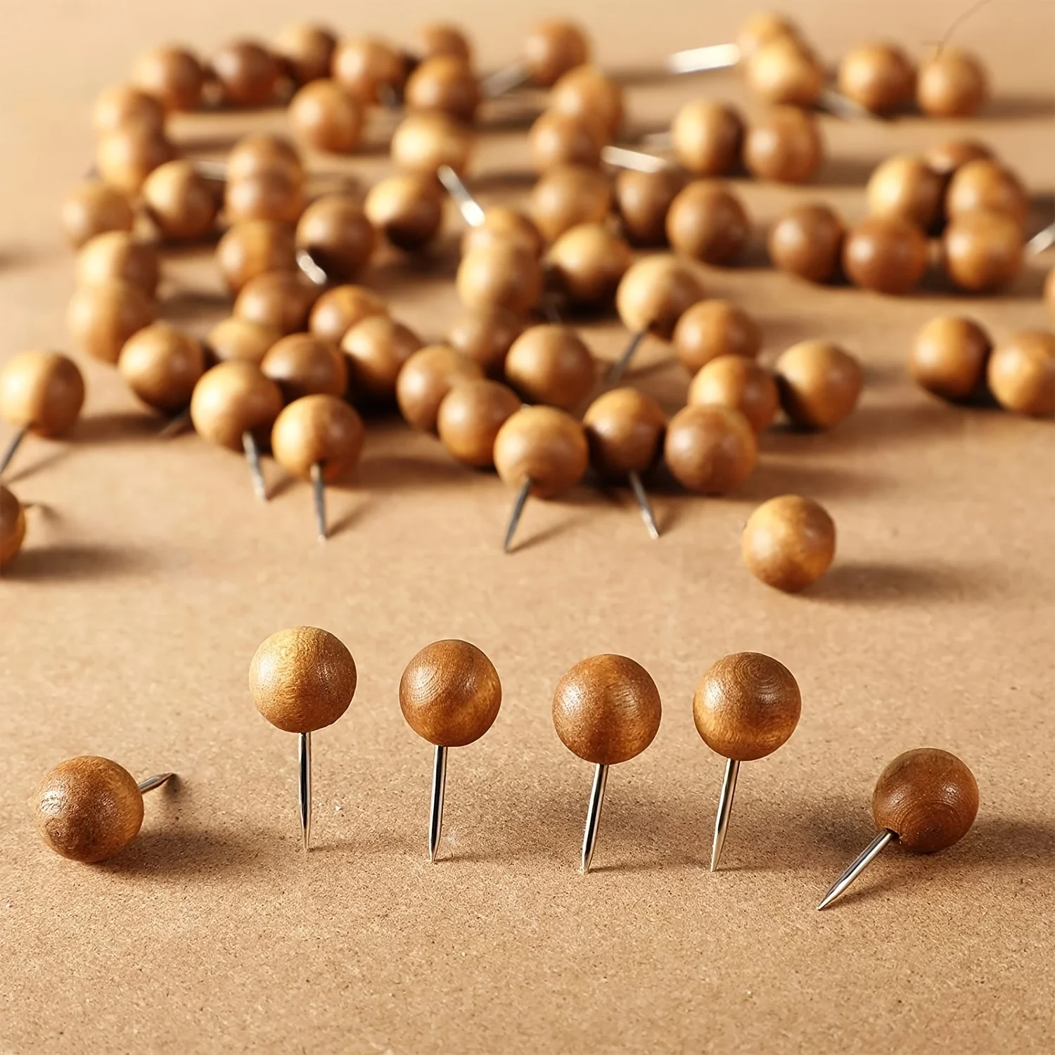 100 piezas de tachuelas de madera, alfileres de madera y acero inoxidable. Pioneses Decorativos, Pines de Madera y Clavijas, Pioneses Creativos para Tablero de Corcho