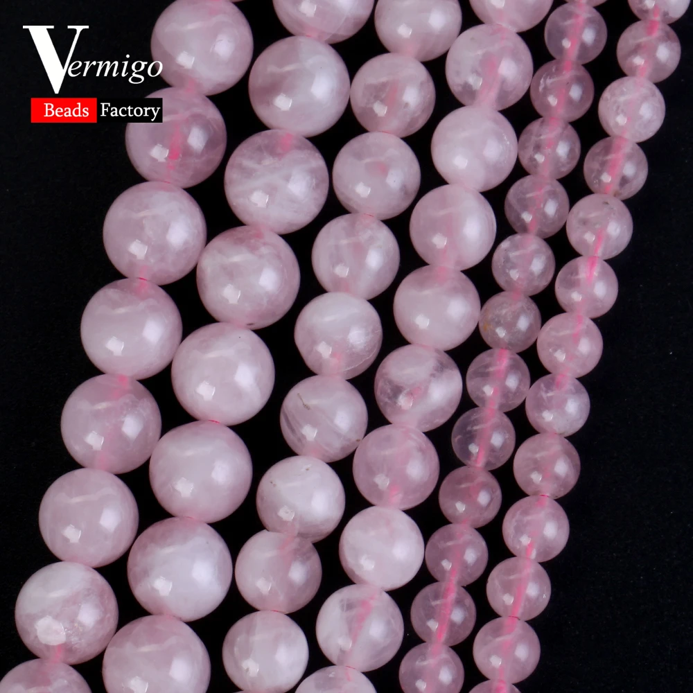 

6 8 10mm Natural Stone Beads Rose Quartzs Round Spacer Loose Beads For Jewelry Making DIY Bracelets Necklace Accessories 15''