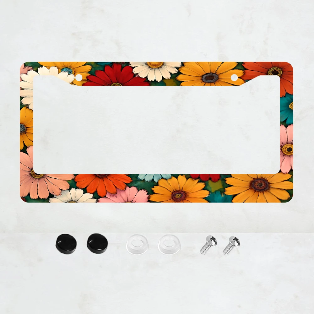 

1 шт. рамка для номерного знака с 2 отверстиями, алюминиевая, 6x12 дюймов, с винтами, стандартный размер для США, Канады, Мексики, красочный цветочный дизайн