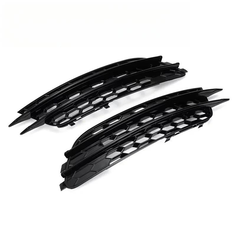 

1Pair Front Bumper Fog Light Grille For A6 C7 Sedan 2012 2013 2014 2015 Fog Lamp Honeycomb Mesh Grilles Glossy Black Cover