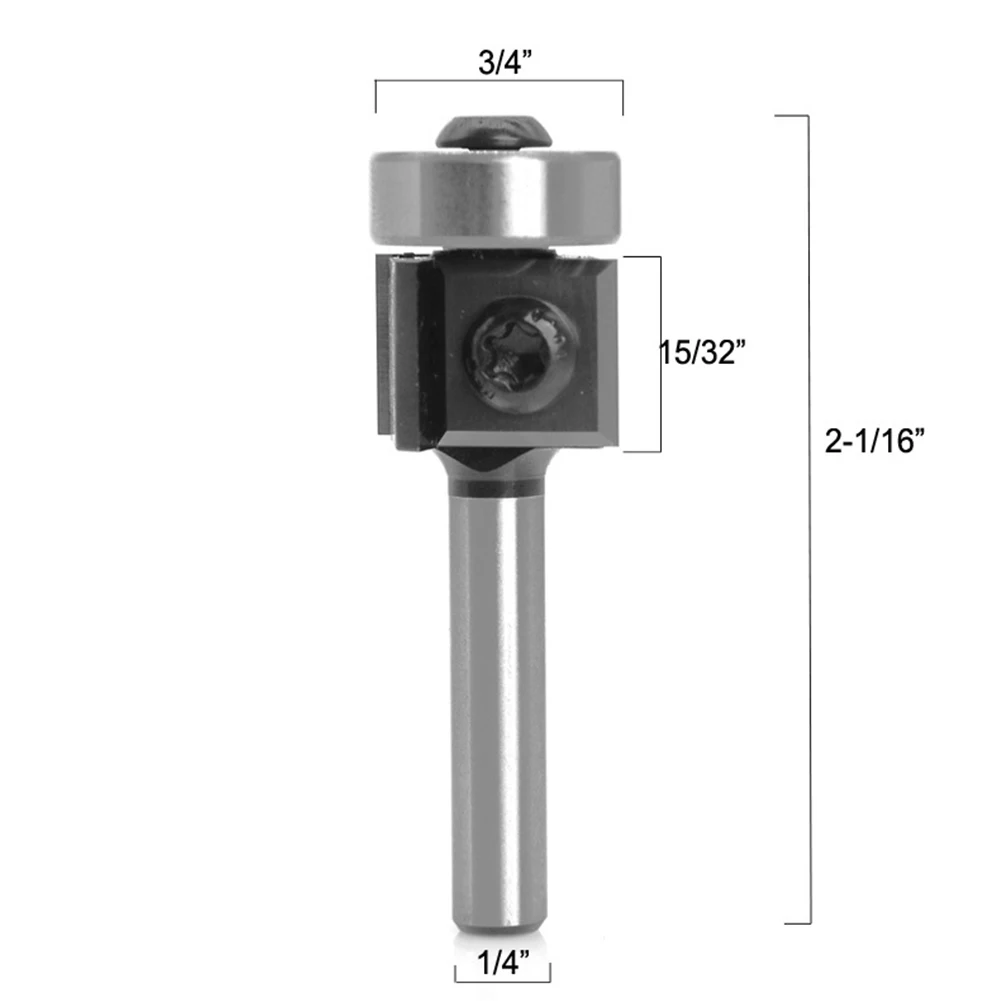 Milling Cutter Bearing Router Bit Carpenter Cutting Tool Flush Trim Hard Alloy 6mm/6.35mm Shank Blade Template