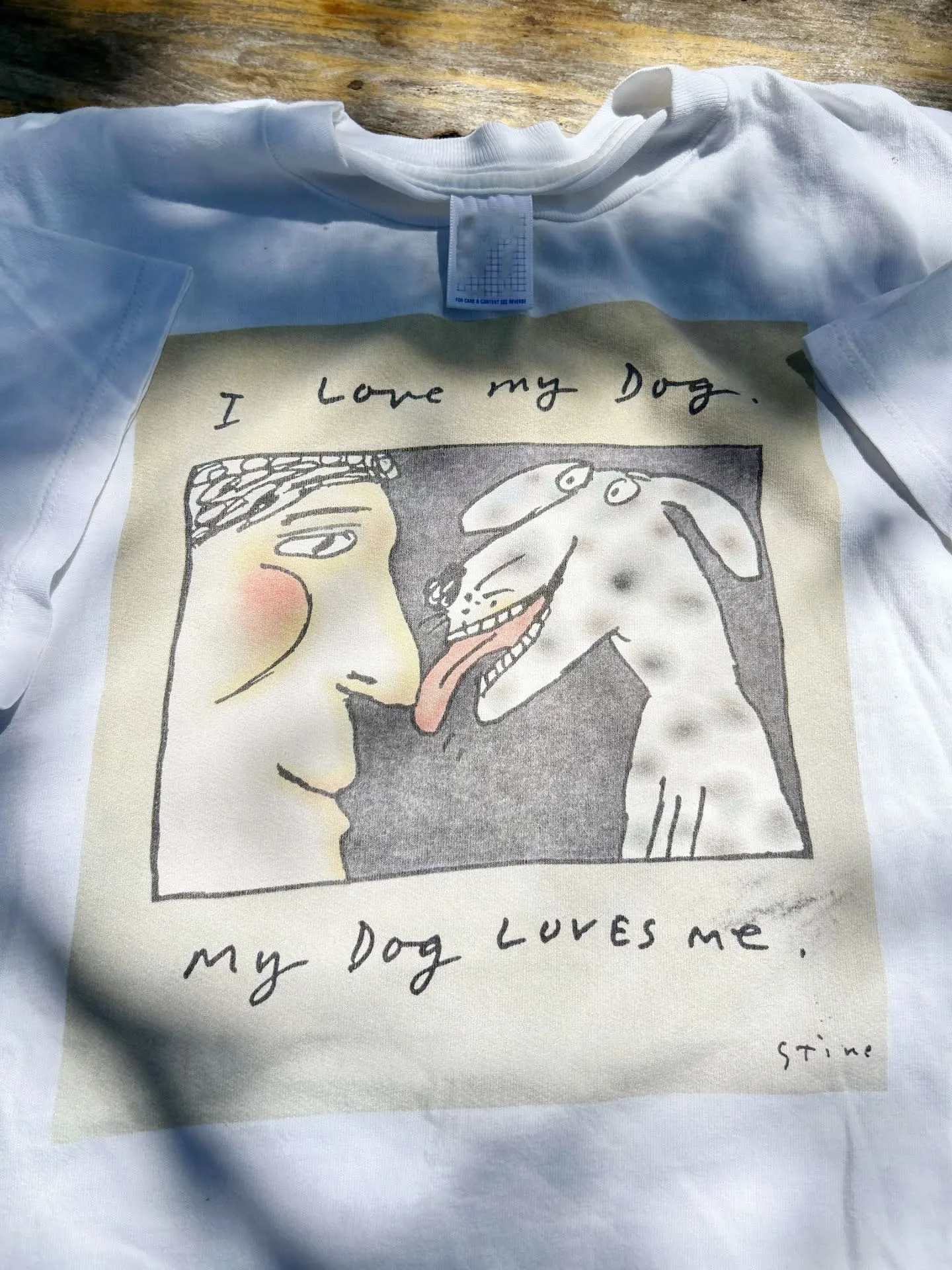 Creative Hand-Drawn Graffiti Short Sleeve T-Shirt Fun Pet Dog Half Sleeve American Retro Style Cotton Breathable Unisex T-Shirt