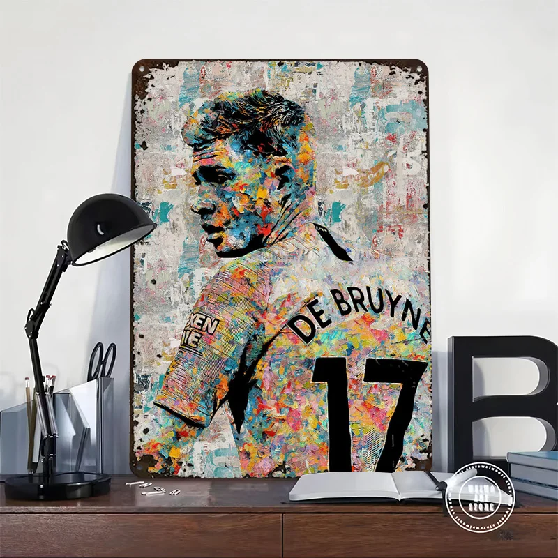 Kevin De Bruyne Abstract Metal Poster Customized Wall Art Retro Vintage Tinplate Signs for Decoration Garage Home Decorations