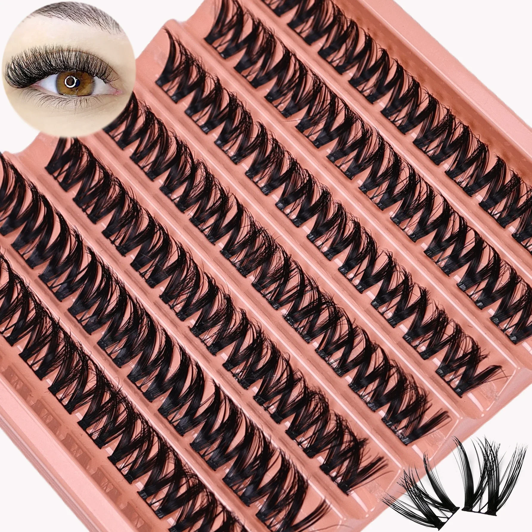 70pcs Wispy Individual Lash Extensions D Curl Fluffy Cluster Lashes 12-16mm Natural Look Eyelashes for Easy Application
